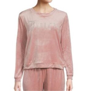 Juicy Couture Sleepwear Y2K Rhinestone Logo Velour Long Sleeve Cozy Sleep Top XL
